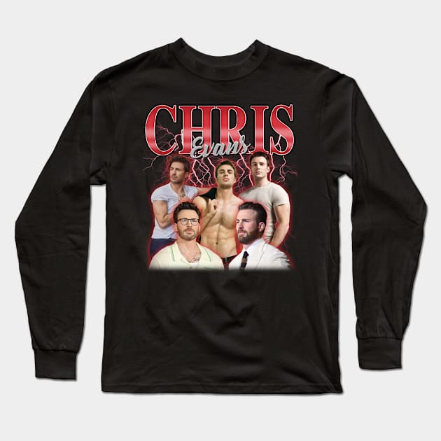 VINTAGE BOOTLEG CHRIS EVANS 90S RETRO Long Sleeve T-Shirt by Archer Expressionism Style